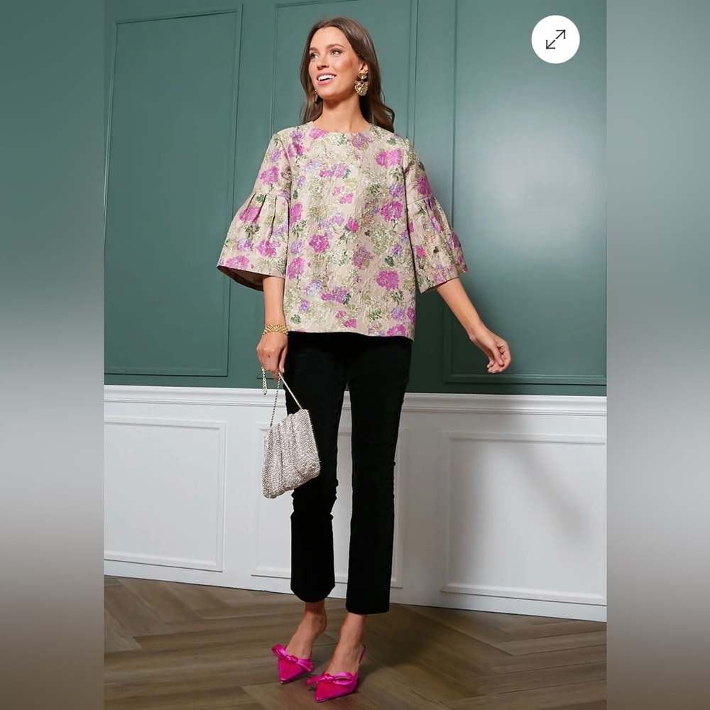 Tuckernuck Floral Blouse - Pink and Green